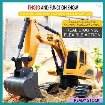 Mini RC Truck 2.4Ghz 6CH 1:24 RC Excavator Rechargeable Simulated Excavator Gift Jentera Korek Tanah Mainan Backhoe
