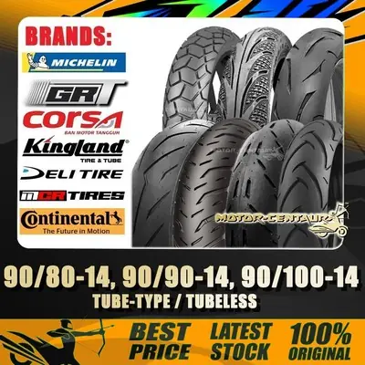 TAYAR 90/80-14,90/90-14,90/100-14 KINGLAND,DELI,CONTINENTAL,CORSA,MICHELIN,VIVA,FKR,GRT TUBELESS/TUBE-TYPE TYRE [TY9X14]