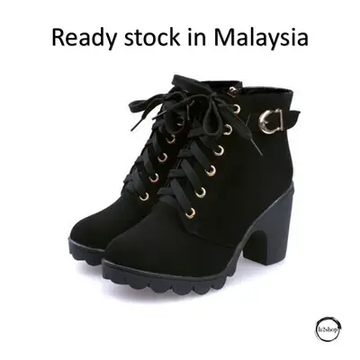 Size 36 to Size 41 Ready Stock in Malaysia Korean High Heel Boots Shoe