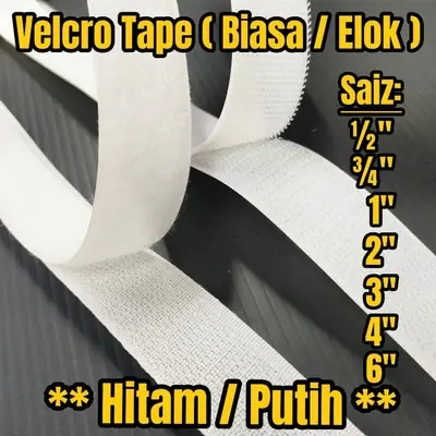 🔥½inci - 6inci🔥Hoop and Loop / Velcro Tape (Pelekat kasut)**Harga sepasang**