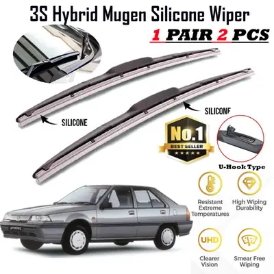 1pair(set) Proton Saga Iswara LMST Japan Mugen Silicone Wiper 3 Section Boneless Soft Wiper Kereta