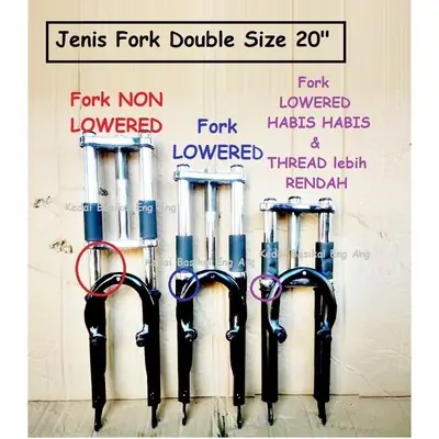 20" Double Fork Chrome dan chrome  untuk basikal size 20" Fork Lowered habis habis