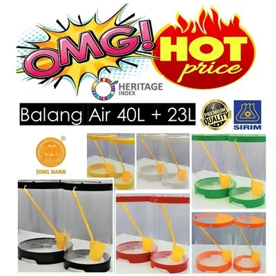 1+1 Balang Air 40L + 23L Tebal Cap Unta Jung Hann Food Grade Drinks Water Dispenser Tong Pasar Malam