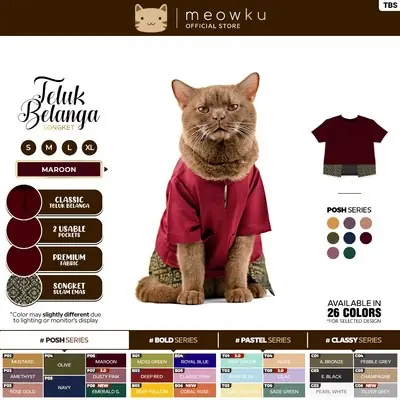 MEOWKU Teluk Belanga Songket (Baju Raya Kucing) - Posh Series