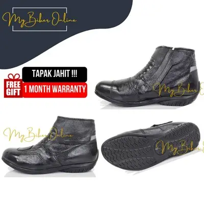 💯 Kulit Kasut Trafik Motor Leather Traffic Biker Boots + Box Kasut Motor Kulit Lembu Original Ready Stock *Free Gift*🎁