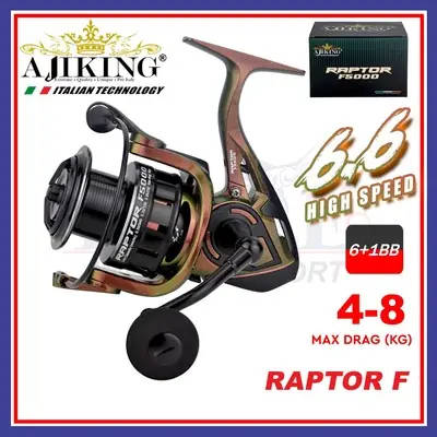 Ajiking Raptor F Mesin Pancing Spinning | Air Tawar | Kelajuan Tinggi | TCE Tackles High Speed Spinning Fishing Reel