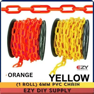PVC PLASTIC CHAIN 6MM X 20M (YELLOW/ORANGE/WHITE) 1 ROLL/ rantai plastik