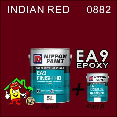 INDIAN RED 0882  ( 5L ) NIPPON EA9 Food Grade Epoxy Finish HB c/w Hardener