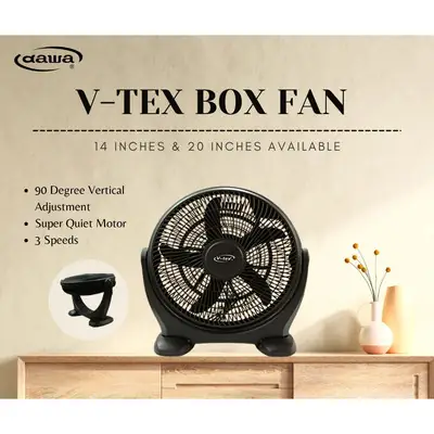 Flywing by DAWA Box Fan Floor Fan 14-inch 14" 5 Blade A-140 Table Fan Vertical Adjustment 90c Kipas Meja lantai