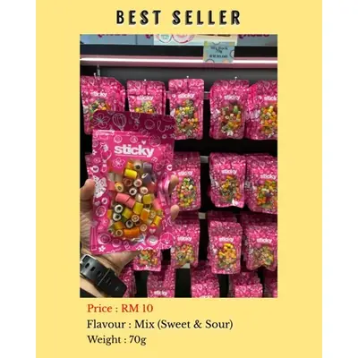 STICKY CANDY MIX ROCK 70G GULA-GULA SWEET FRUITS FLAVOURS HANDMADE
