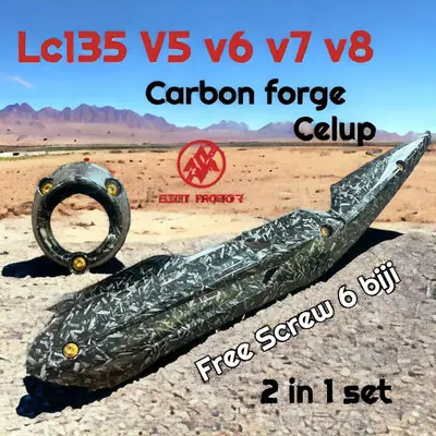 LC135 V5 V6 V7 v8 MUFFLER SIDE COVER END CAP CARBON HITAM YAMAHA LC-135 EXHAUST EKSOZ EKZOS STANDARD
