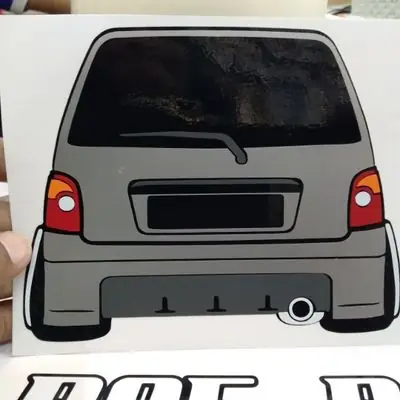Stiker kereta Kancil Lampu Bulat. Boleh letak No Plate