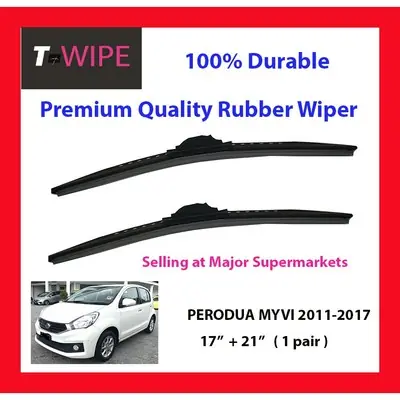 PERODUA MYVI  2011-2017   Car Rubber Wiper Blade 17" + 21" ( 1 pair) - TWIPE - Rain Brush Wiper Kereta