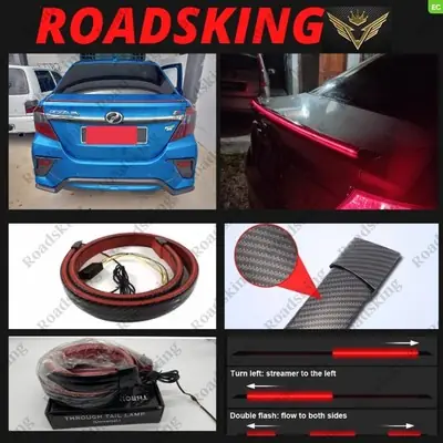 1.2 METER SAMURAI REAR BUMPER BONNET SPOILER RUNNING SIGNAL LIGHT BRAKE LAMP GLOSSY CARBON BLACK