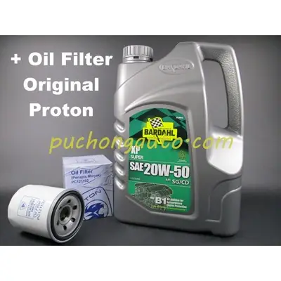 Bardahl 20W50 Engine Oil 4 Liters Minyak Enjin 20 50 + Oil Filter for Proton Cars