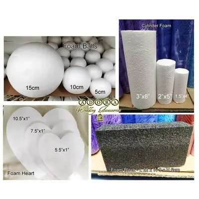 Tapak Hantaran Polifom (Bola/Cylinder/Love/Half Ball) Styrofoam Foam Board Block/Heart Handicraft Kraft Tangan Bunga