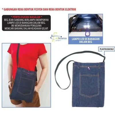 Beg Jean Sandang Berlampu Reka Bentuk Teknologi T3