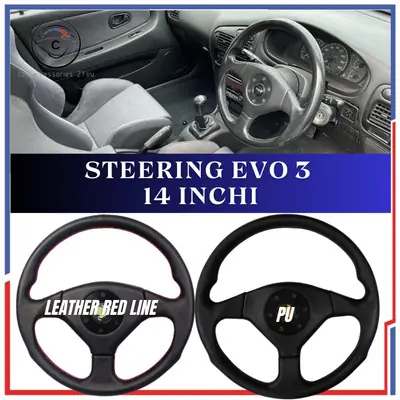 Steering Momo Evo 3 Steering Wheel 14 inch (350MM) Leather With Red Line