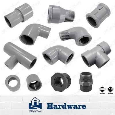 PVC Pipe Fittings (15x15/ 20x15/ 25x15/ 25x20)mm Acetal Reducing Socket M & F Socket Elbow Street Elbow Tee Bush Nipple