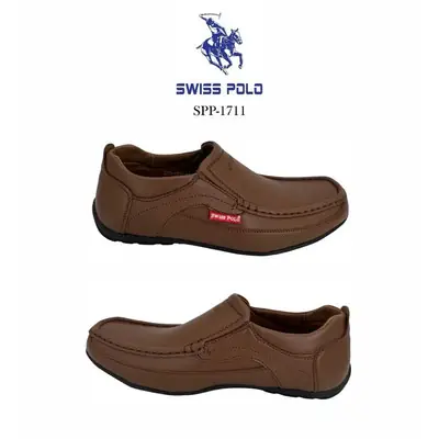 Swiss Polo Men Loafers/ PU Leather Moccasins/ Kasut Kulit Office Konvo