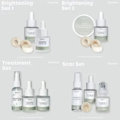 TEAMON SKINCARE BRIGHTENING/TREATMENT SET VITAMIN C SERUM CICA MASK CENTELLA ASIATICA KECUT JERAWAT PUDAR PARUT