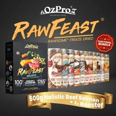 OzPro RawFeast Freeze Dried Functional Bundle - Holistic Beef Salmon + Booster