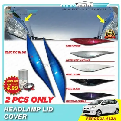 Perodua Alza 2009 - 2021 Headlamp Lid Cover Eyebrow Eyelid Lip Eye brow lid - Painted Carbon Black