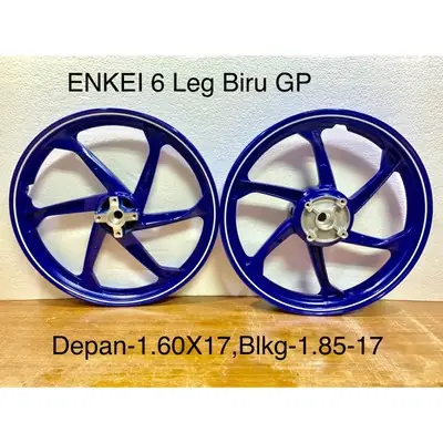 Sport Rim Enkei 6 Leg Biru GP For Yamaha 125 Z/ZR,LC135 V2/V3 5 Speed(Depan-1.60X17,Blkg-1.85X17)