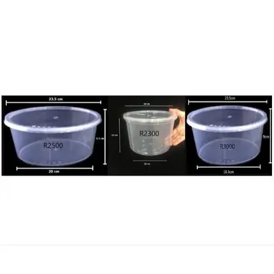 [READY STOCK] Kotak Plastik Bahulu Round TUPPERWARE BULAT KECIL-BESAR Microwave Food Container With Lid (1 PACKET)