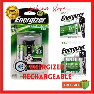 Energizer Recharge Base Maxi Pro Includes 4x AA Rechargeable Batteries Bateri Boleh Dicas Cas Semula Beteri