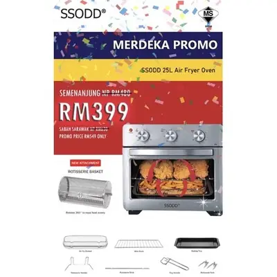 SSODD 25L AIR FRYER OVEN 𝙁𝙧𝙚𝙚 𝙎𝙝𝙞𝙥𝙥𝙞𝙣𝙜 SD-25KQZ Penggoreng Udara