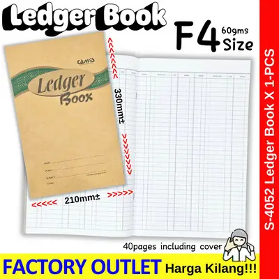 S-4052 Ledger Book F4 Size 60gsm 40 Pages CAMIS Accounting Book Financial Record Book Single Piece