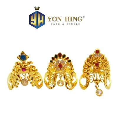 YON HING Rings Vanki Gold 916 Design Indian Size 16-19