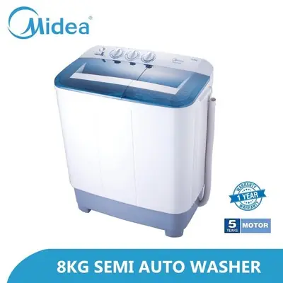 SHIP OUT IN 24 JAM* Midea Semi Auto Washing Machine 8.0kg MSW-8008P | Midea Mesin Basuh Manual Semi Auto 8.0kg