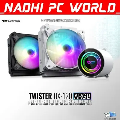AIGO DarkFlash Twister DX-120 | BLACK | WHITE | aRGB AIO Liquid CPU Cooler (INTEL | AMD) [2 YEARS WARRANTY]