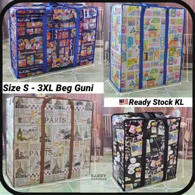 Beg Guni Besar Berzip Laundry Beg Recycle Beg Plastic Balik Kampung Storage Beg Besar Stock KL Malaysia