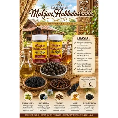 Makjun Habbatusauda As-Syiffa +Kekuatan Tenaga Suami Isteri+Keputihan+Senggugut Dan lain-lain+free gift😍