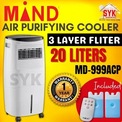 SYK MIND / SELAMAT Air Purifying Cooler With Remote Control Mesin Penyejuk Penulen Udara (FREE ICE BOX COOLER) 20Liters