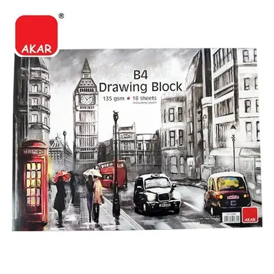 Blok Lukisan B4 135gsm (18 Helai) – Tebal & Sesuai untuk Melukis | B4 Drawing Block 135gsm – 18 Sheets for Sketching&Art