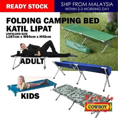 Adult Kids Folding Camping Picnic Bed Katil Lipat Dewasa kanak - kanak Kerusi Travel with Bag