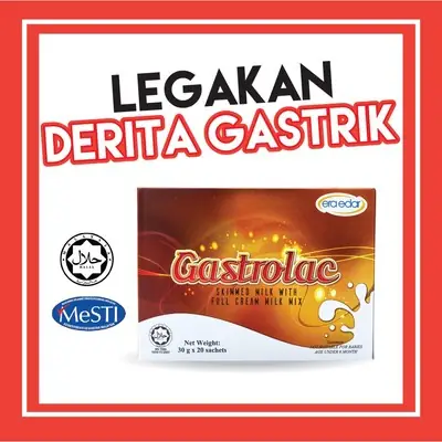 Susu Gastrolac Melegakan Gastrik GERD Pedih Ulu Hati Prebiotik Sendawa Angin Kembung Perut Milk for Gastric Abe Mat