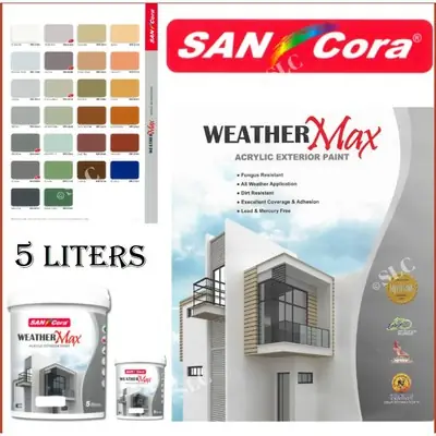 5L SANcora Weather Max Exterior Acrylic Wall Paint  Weather Resistant / Cat Dinding Luar Tahan Cuaca **CATALOG Part 2**
