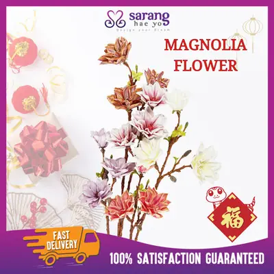 3 头富兴玉兰 Artificial Magnolia Flower Bunga Hiasan Dulang Hantaran Bunga Meja Arrangement CNY 农历蛇年 2025 🐍 Chinese New Year