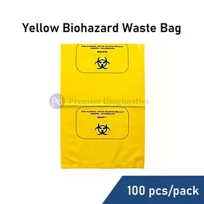 Yellow Biohazard Clinical Waste Plastic Bag 100 pcs/pack Medical Clinic Laboratory Waste Disposal