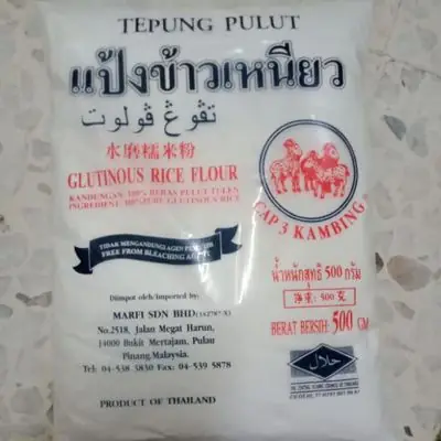Tepung Pulut Cap 3 Kambing 500gm