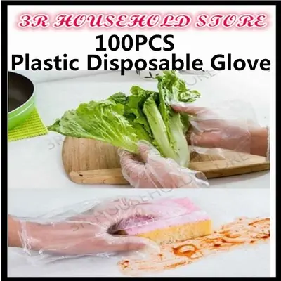 [ OFFER ] {VIPMEDPRO } 100pcs PE Disposable Glove [ Free Size ] Hand Plastic Glove - Sarung Tangan Plastik 一次性手套
