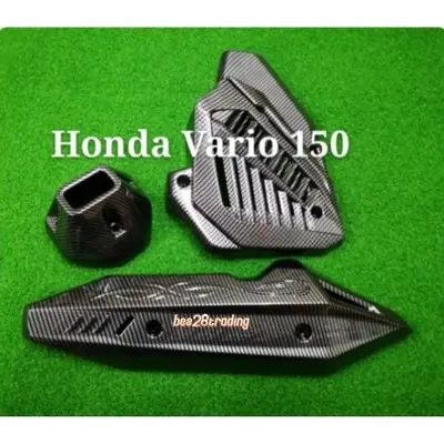 Honda Vario 150 Accessories Cover Set Package (Carbon) Radiator Cover + Muffler Cover + End Cap vn