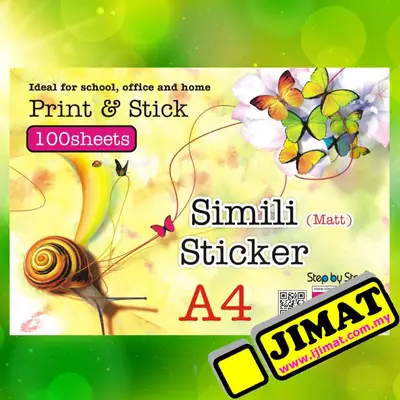 100 sheets A4 White Simili (Matt) Sticker / Mirrorkote (Glossy) Self Adhesive Label 100's