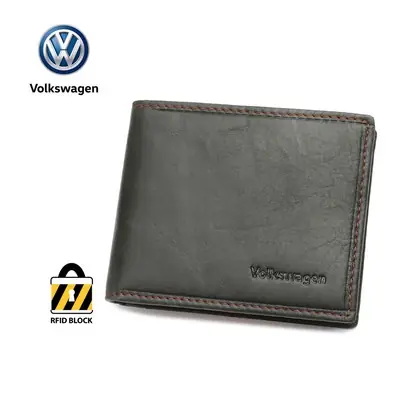 [Clearance] Volkswagen Genuine Leather RFID Bi-Fold Wallet - Dark Grey VWW 123-5