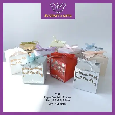 10pcs Kotak Doorgift dengan ribbon / Gift Box / Candy Telur Sumi Jajan Goodies  / Hadiah Kahwin Tunang / code 7148